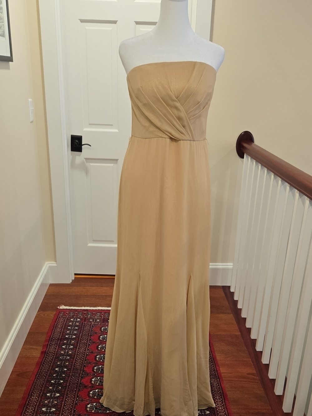 Ralph Lauren Strapless Chiffon Gown in Gold
